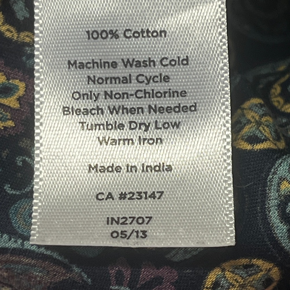 Talbots Womens M Sleeveless Boho Top Medallion Navy Teal Festival Tank Zipper - Picture 7 of 7